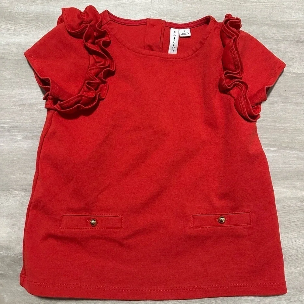 Janie & Jack Girl's Red Ruffle Short-Sleeve Blouse Size 5T